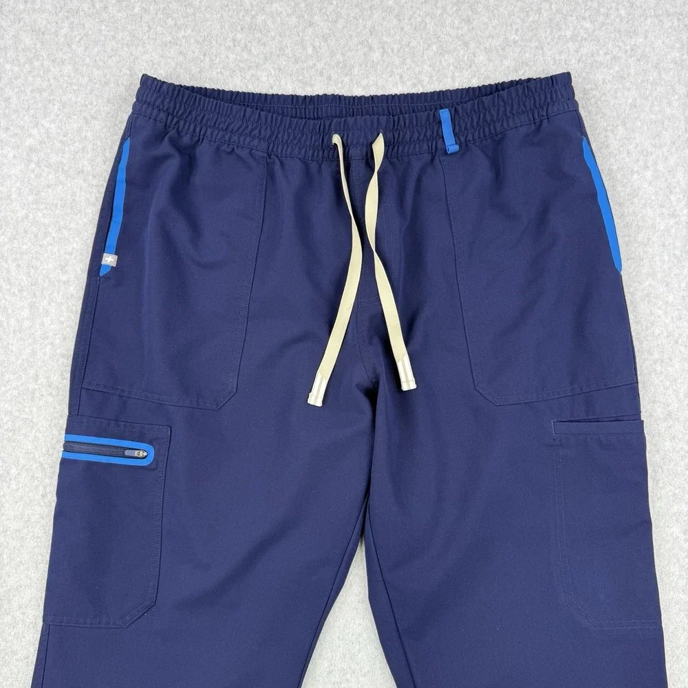 Figs Scrub Pants Mens 2XL Blue Cargo‎ Stretch Pockets Medical Nurse Drawstring